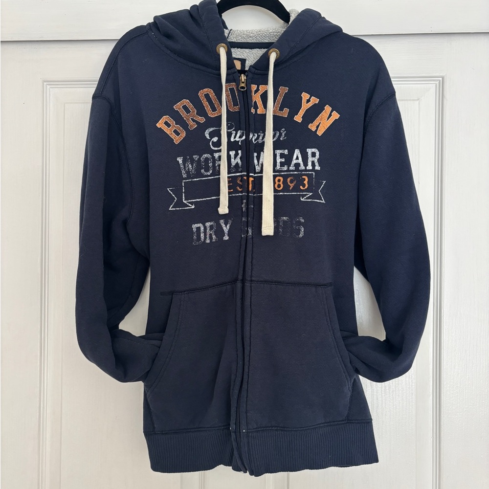 Brooklyn Heavy Zip up Hoodie - Navy Blue